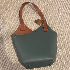 Chic Green and Tan Shoulder Bag